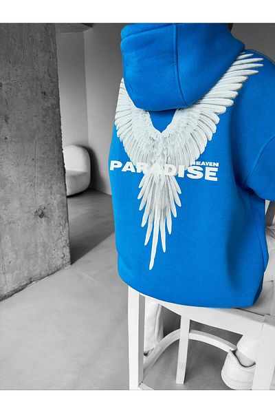 ablukaonline Unisex Μπλε Oversize εμπριμέ κουκούλα Paradise