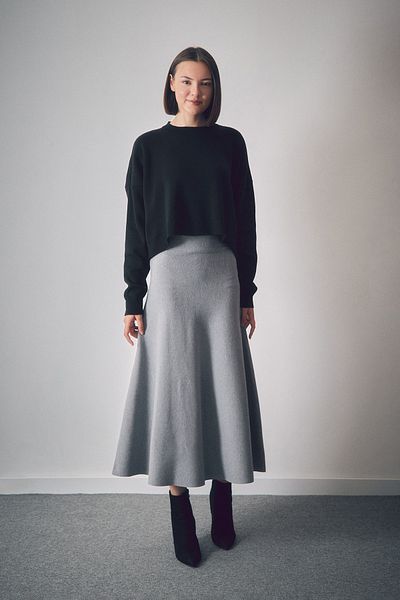 Fulla Moda Pulover de bază cu decolteu supradimensionat pentru tricotaje