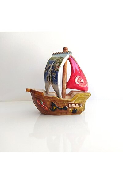 Ceramic Ship Trinket 10*10 cm Turkish Flag Sailing Object Home Table Top Figure Object medium size