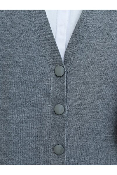 Modamorfo Buttoned Winter Hijab Knitwear Cardigan - Smoked