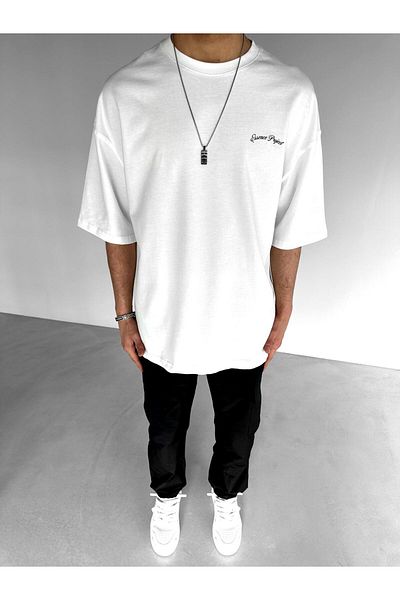 ablukaonline Ανδρικό μπλουζάκι White Crew Neck Oversize