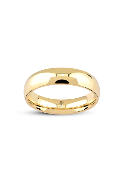 Tuğrul Kuyumculuk 14 Ayar Altın Klasik Düz Bombeli Alyans- 5 mm