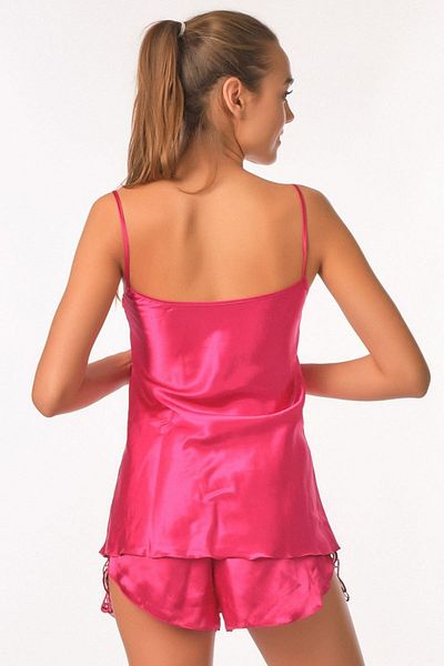 C&City 025 Damen-Nachthemd aus Satin mit Shorts Kirsche