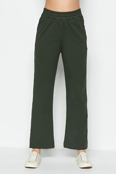 C&City Wide Leg Flared Sweatpants 736 Khaki