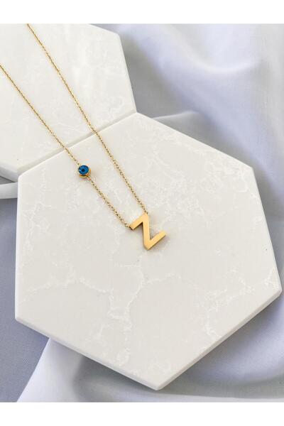 Zeta Collection قلادة Perline Blu Evil Eye مطرزة بحرف Z - لا تسبب سوادًا