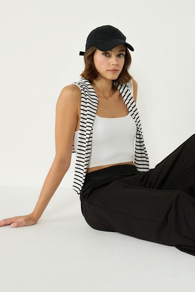 C&City Schwarze Palazzo-Sweatpants für Damen – Detaillierte Nähte 746