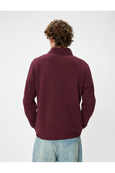 Koton Félcipzáras galléros alap emelt pamut keverék hosszú ujjú pulóver