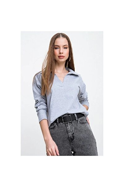 Yıldızistan بلوزة نسائية ذات رقبة بولو مقاس كبير 2749