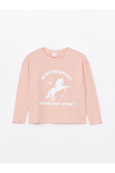 LC Waikiki Lcwk Crew Neck Printed Long Sleeve Girls Pajamas Set