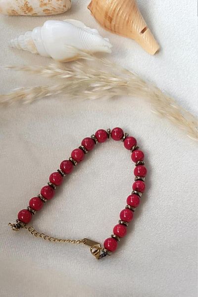 Hd Marketim Bracelet Natural Coral Stone 316l Anti-Tarnish Steel Genuine Beaded Women's Men's Bracelet