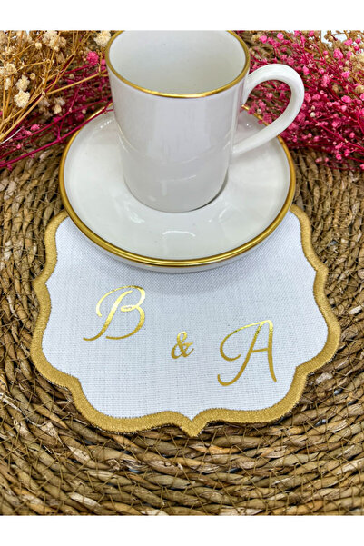 imzatasarım Kişiye Özel Damat Kahve Peçetesi Söz Mendili Damat Mendili Harfli