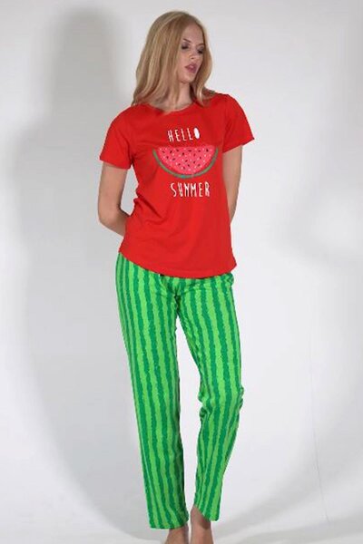 C&City Rövid ujjú pizsama szett Red-441005