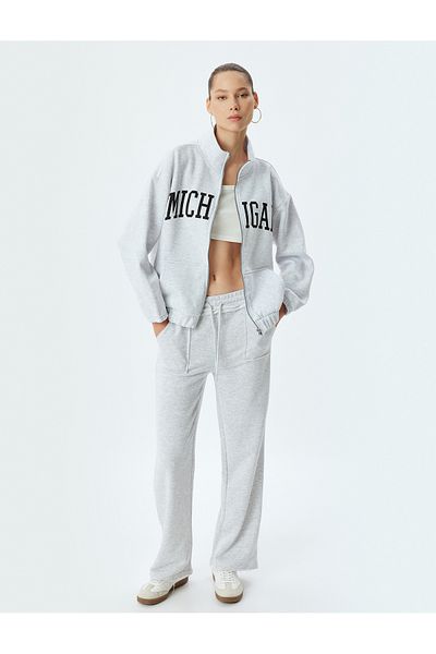 Koton Oversize mikina s vysokým límečkem na zip se zipem