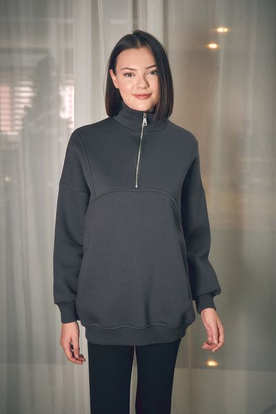Fulla Moda Hanorac de bază cu jumătate de fermoar