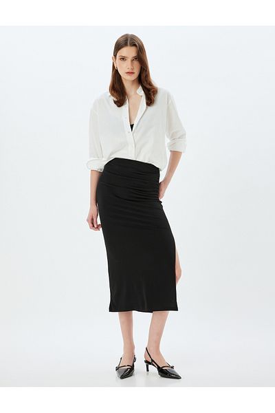 Koton Fusta creion drapată Slim Fit - Detaliată cu fantă laterală