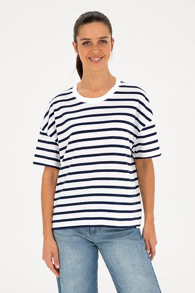 U.S. Polo Assn. Tricou alb de damă cu gât crew 50285841 -VR013