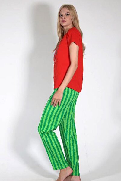 C&City Rövid ujjú pizsama szett Red-441005