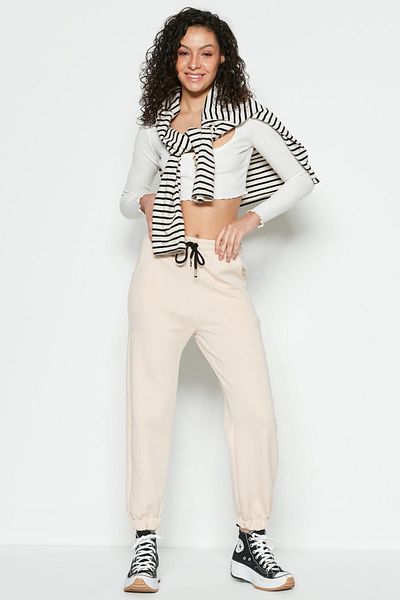 C&City Jogger Elastic Sports Sweatpants 806 Cream