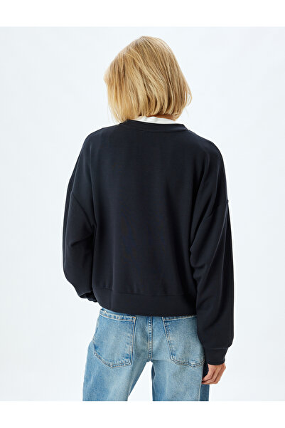 Koton Φούτερ με μακρυμάνικο Modal Blended Basic με λαιμόκοψη