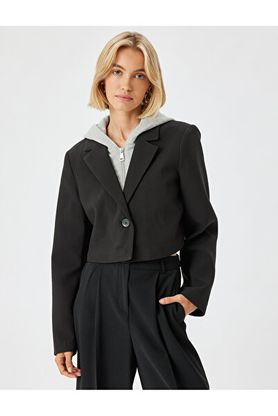 Koton Μπουφάν με διπλό στήθος με κουκούλα Crop Blazer