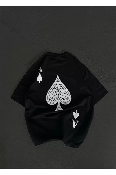 JANES Унісекс футболка з принтом на шиї з великим вирізом чорна