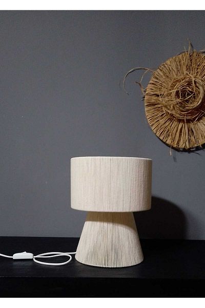 poplinhome Ekru Conical Model Macrame Lampshade - for Bedroom, Living Room, Children's Room