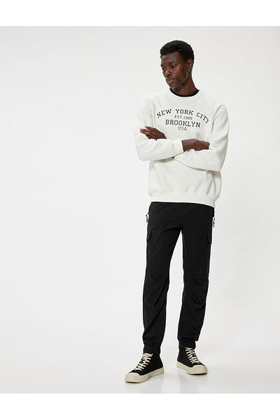 Koton Cotton Cargo Jogger Pants - Waist Lace-up and Pocket Detail
