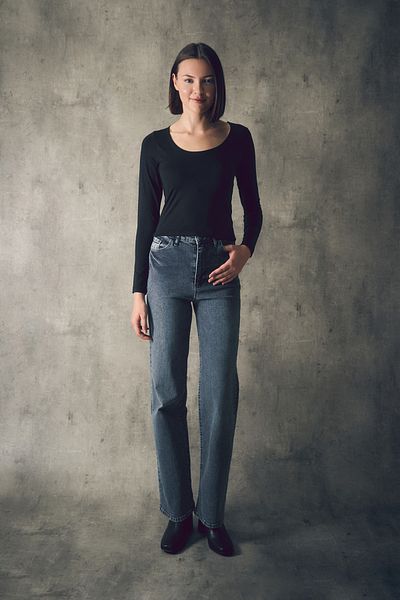 Fulla Moda Βασική μπλούζα με τετράγωνο λαιμό