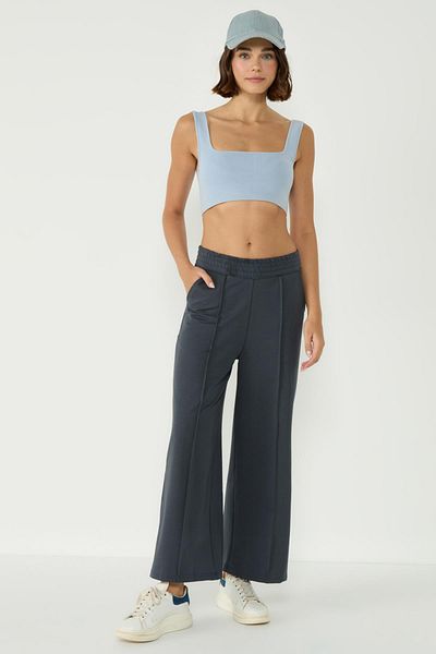 C&City Detaillierte Palazzo-Jogginghose für Damen 746 Smoked