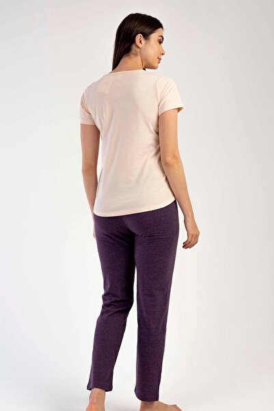 C&City Light Brown Short Sleeve Pajama Set - 441052