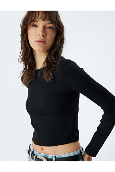 Koton Uzun Kollu Basic Tişört Bisiklet Yaka Penye