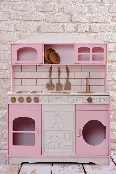 Buradadavar Hobi Ahşap Boyalı Ahşap Oyuncak Mutfak Servis Seti