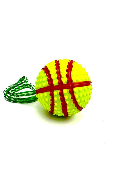 Tasma Market Basketbol Topu Modelli Zilli İpli Köpek Eğitim Topu Oyuncağı