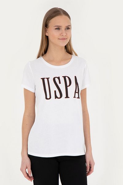 U.S. Polo Assn. Tricou alb pentru femei cu gât crew - 50285843 -VR013