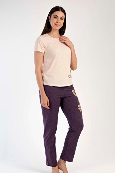 C&City Light Brown Short Sleeve Pajama Set - 441052