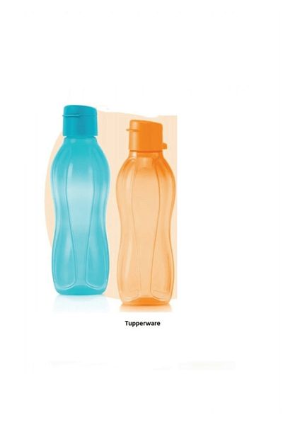 Tupperware Eco Easy Lid Bottle 500 ml Orange and Blue Colored Set of 2 Water Bottles