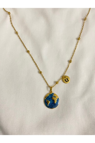 Store Benim Dünyam Kolyesi Top Zincir Çelik 1 Adet Harfli 45-50 Cm