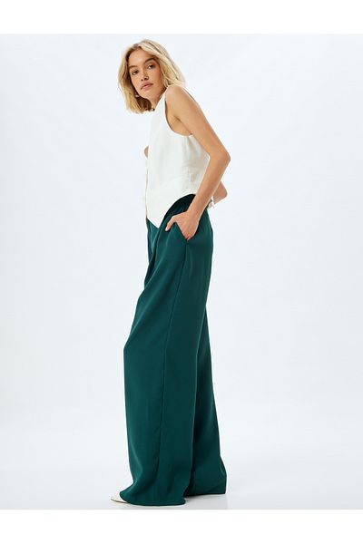 Koton Baggy-Hose mit weitem Bein, Kreppstoff, Taschendetail