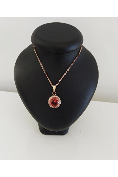 Hd Marketim قلادة من حجر الزركون الطبيعي بلون ذهبي وردي من Sultanit (zultanit)