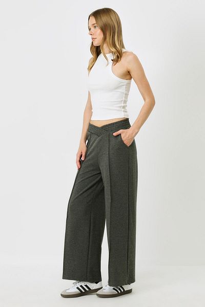 C&City Jogginghose mit hoher Taille und weitem Bein 747 – geräuchert