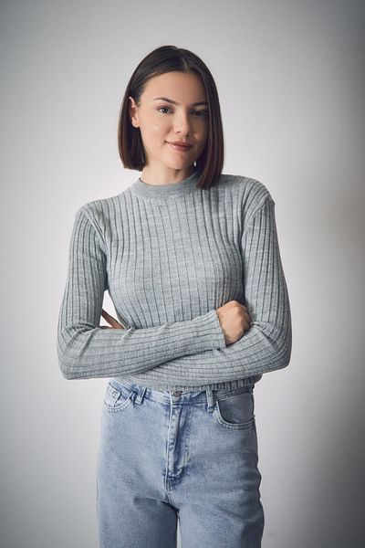 Fulla Moda Πλεκτό πουλόβερ με ραβδώσεις