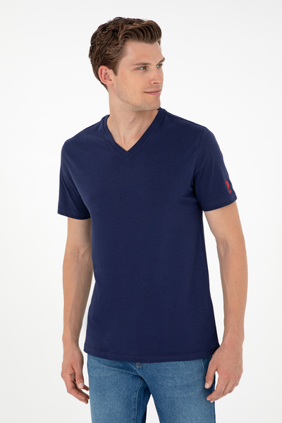 U.S. Polo Assn. Ανδρικό μπλουζάκι Regular Fit V-Neck Navy Blue Basic 50284632-VR033