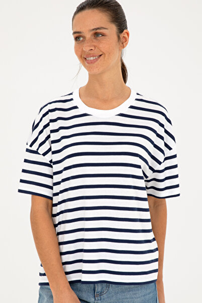 U.S. Polo Assn. Tricou alb de damă cu guler rotund 50285841 -VR013