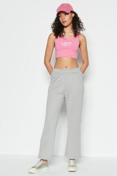 C&City 804 Model Gray Wide Leg Spanish Sweatpants