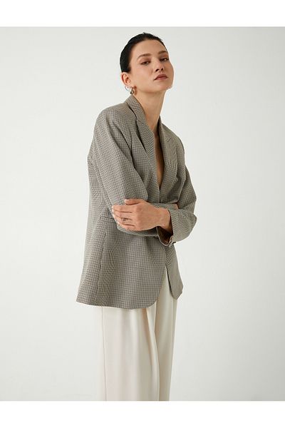 Koton Double Breasted Long Blazer Jacket with Pockets