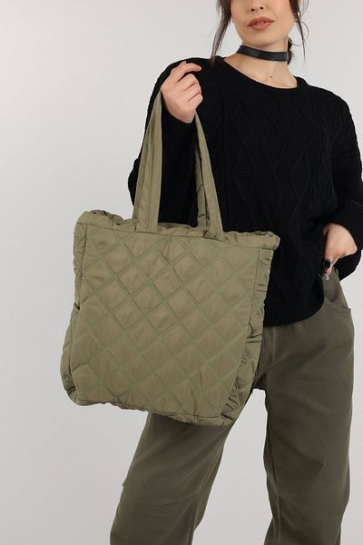 wandaofficial Khaki Quilted Shoulder Bag 4334