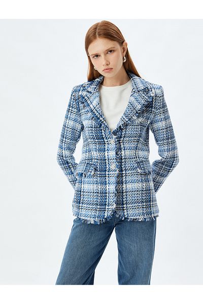 Koton Tweed-Jacke mit Quasten – zweireihiger Bezug und Taschendetail