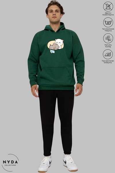 Nyda Collections Φούτερ Unisex με μακρυμάνικη κουκούλα Bubu Dudu - Βαμβακερό μεγάλο μέγεθος