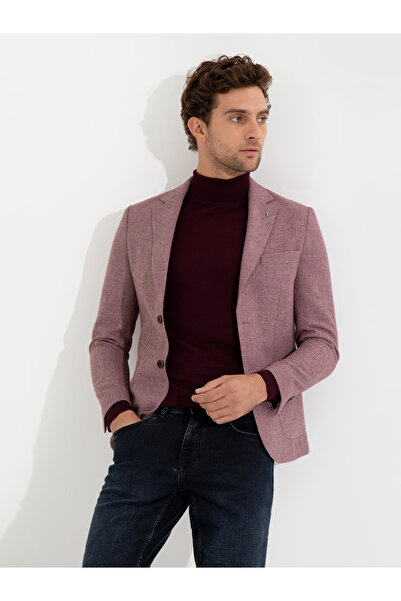 Cacharel Gül Kurusu Slim Fit Yün Karışımlı Mikro Desenli Ceket 50260594-VR026