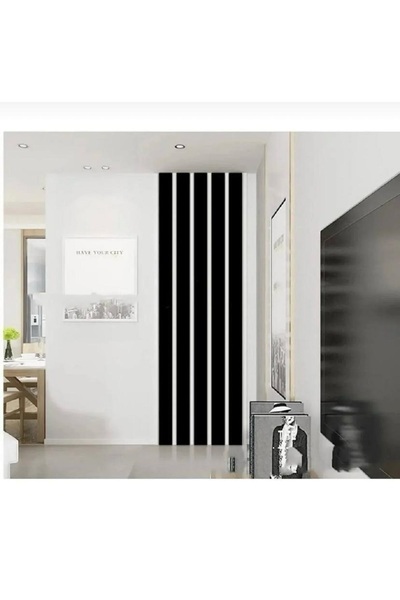 Vuslat Hediyelik Dekoratif Duvar Çıtası (50x5cm ) (10 ADET)dekorasyon Ahşap Şerit Duvar Panelleri Iskandinav Siyah